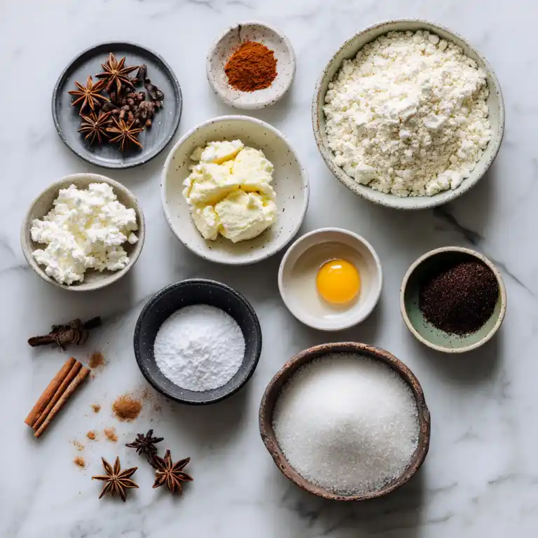 ingredients for almond cottage cheese mug cake in bowls