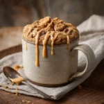 biscoff mug cake with melted cookie butter topping