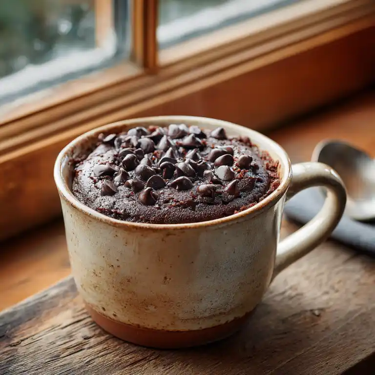 brownies in mug recipe served warm with chocolate chips