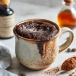 healthy mug cake no sugar in rustic ceramic mug