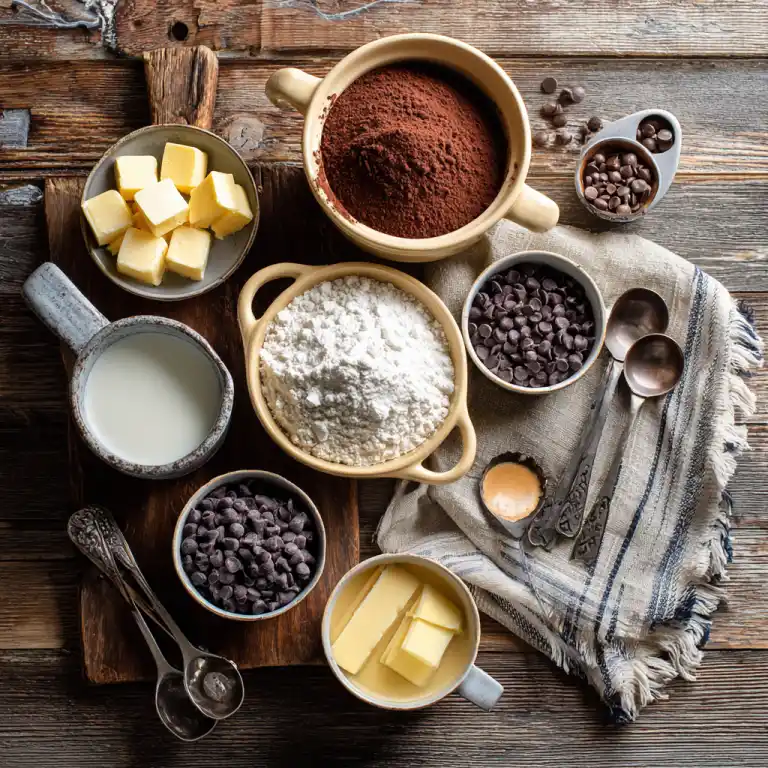 hot cocoa mug cake ingredients laid out