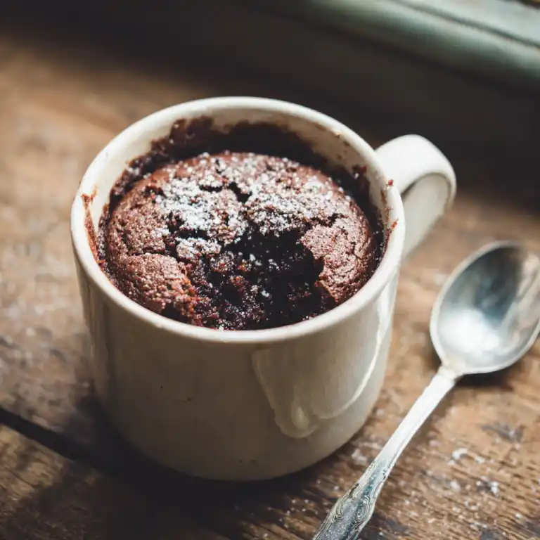 How to make a Nutella mug cake served warm in a white mug