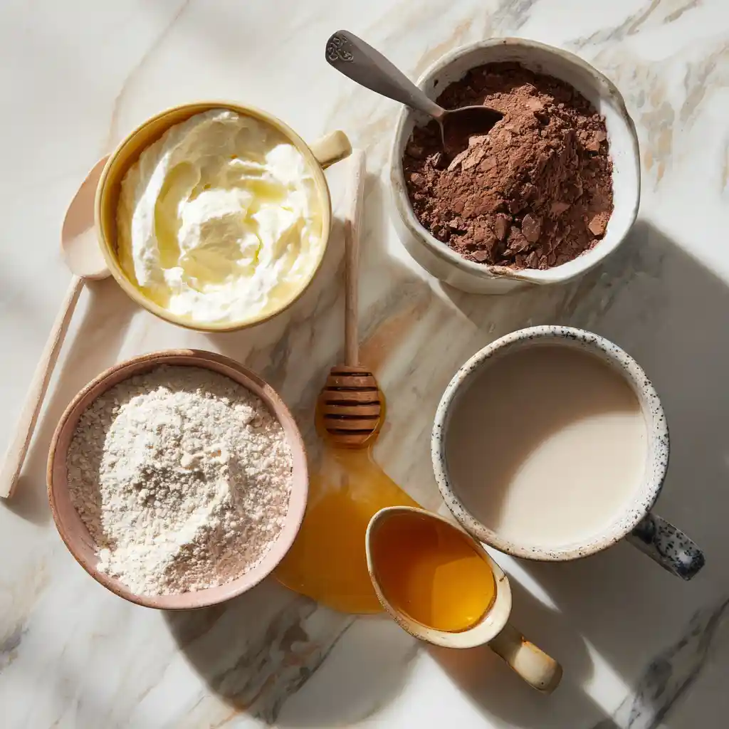 ingredients for healthy mug cake Greek yogurt