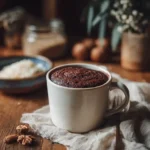 microwave mug cake healthy in ceramic mug