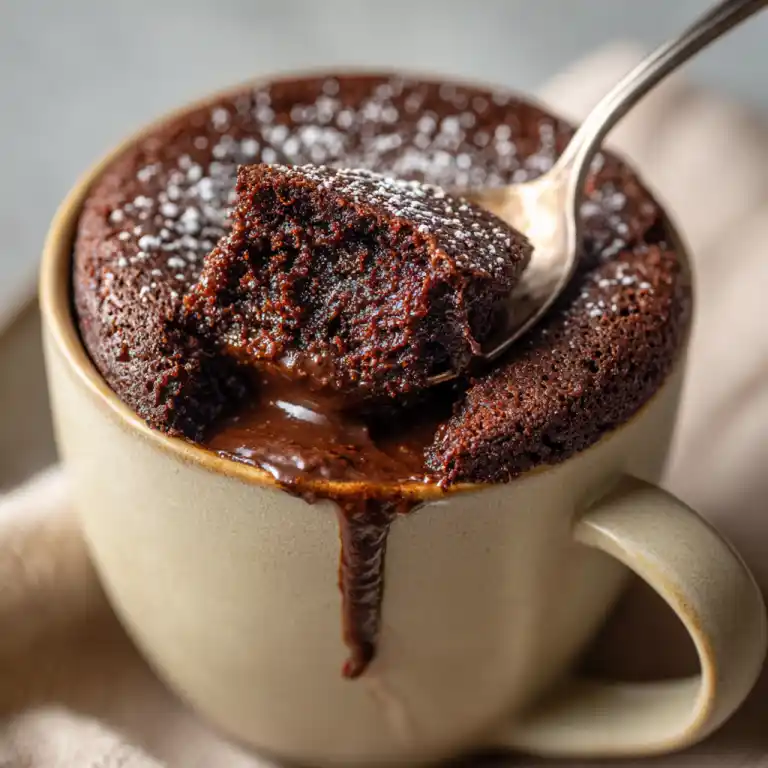 spoonful of healthy microwave chocolate mug cake