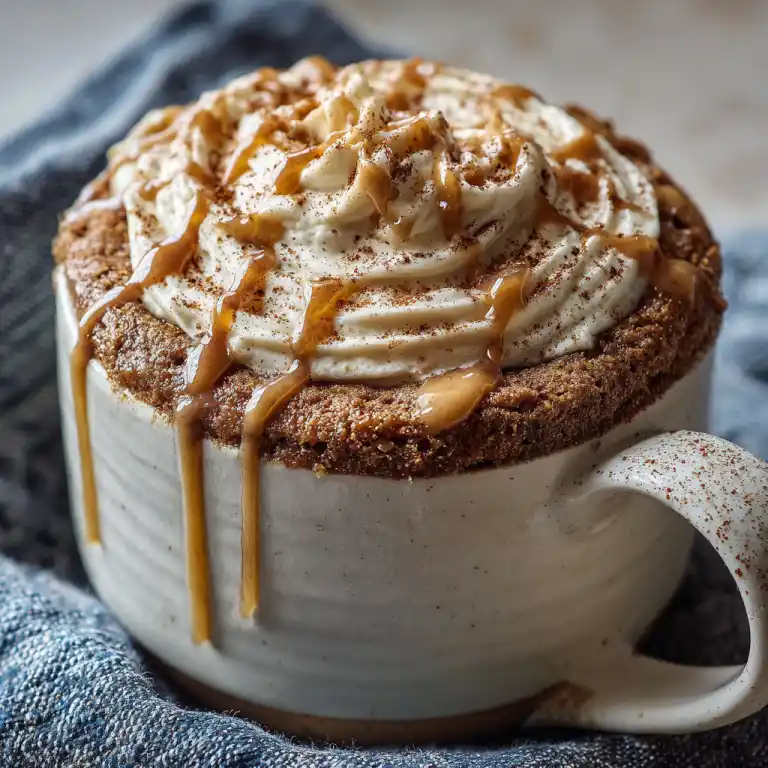 Served mug cake with no vanilla extract and toppings