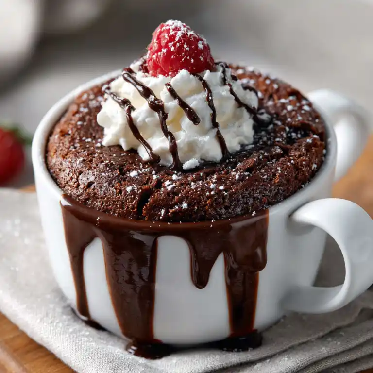 Nutella microwave mug cake served warm in a ceramic mug