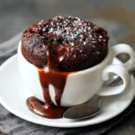 Nutella mug cake no egg served in ceramic mug