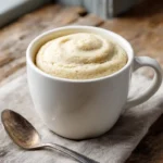 Vanilla mug cake made in ceramic mug