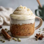 Vanilla chai mug cake with cream cheese frosting