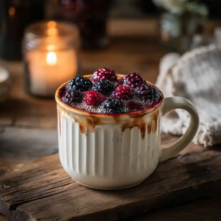Black Friday Fruit Dessert Mug with berries and vanilla cake