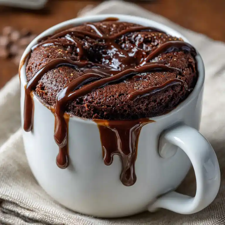 Chocolate Fudge Cake in a Mug gooey center