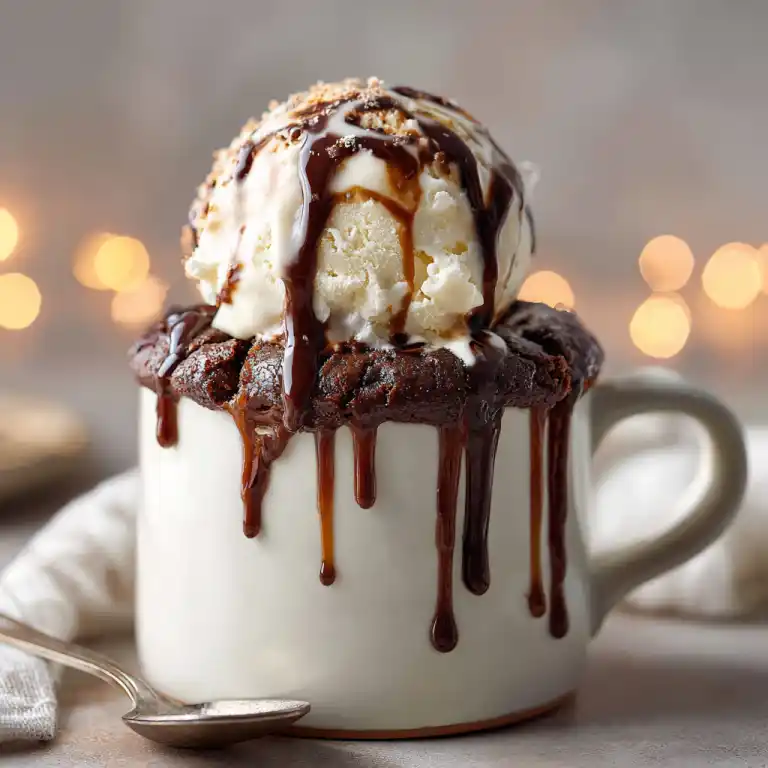Chocolate Mug Cake Recipe served with ice cream