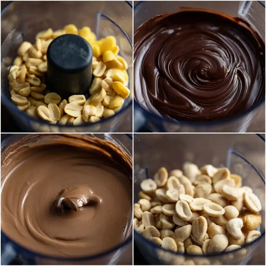 chocolate peanut butter blending stages