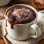 Easy Nutella Mug Cake in White Ceramic Mug