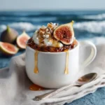 Fig Mug Cake served warm with honey drizzle