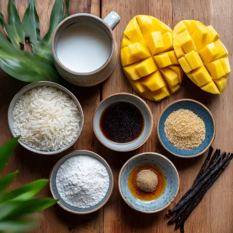 Mango Sticky Rice Mug Cake ingredients