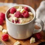 Raspberry White Chocolate Mug Cake with Fresh Raspberries