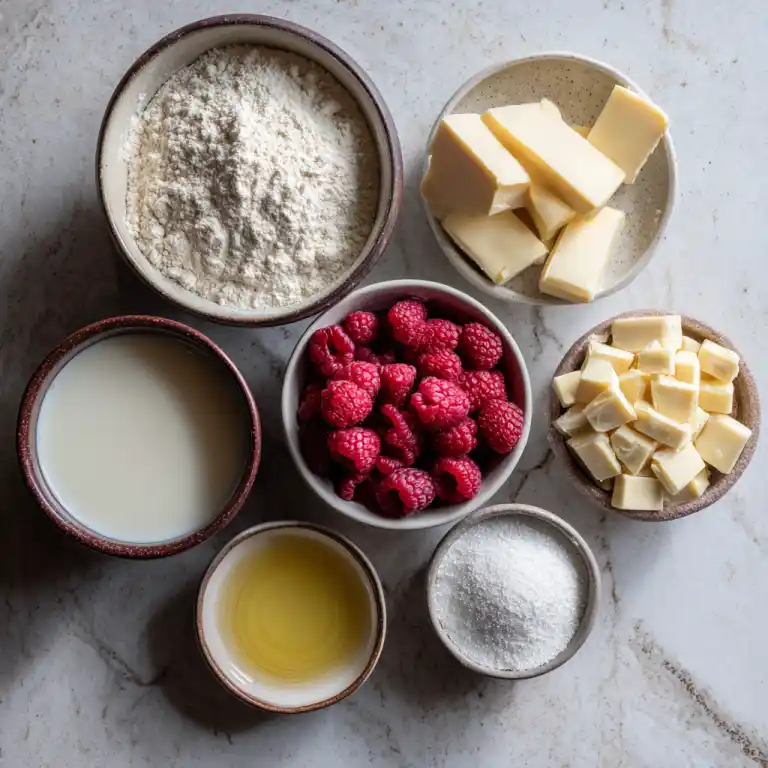 Ingredients for Raspberry White Chocolate Mug Cake