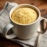 vanilla bean mug cake served in a white mug