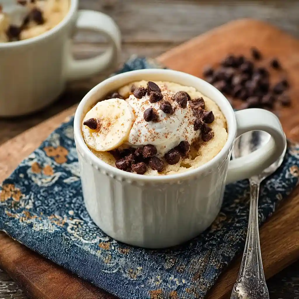 Inside view of 2 Minute Chocolate Chip Banana Mug Cake