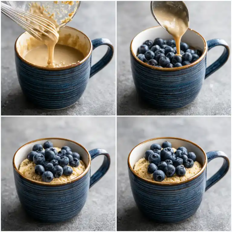 how to make blueberry mug cake step by step