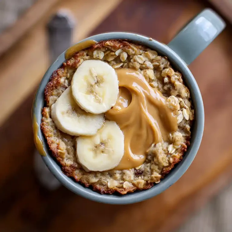 Healthy Microwave Breakfast Cookie in a Mug sliced open