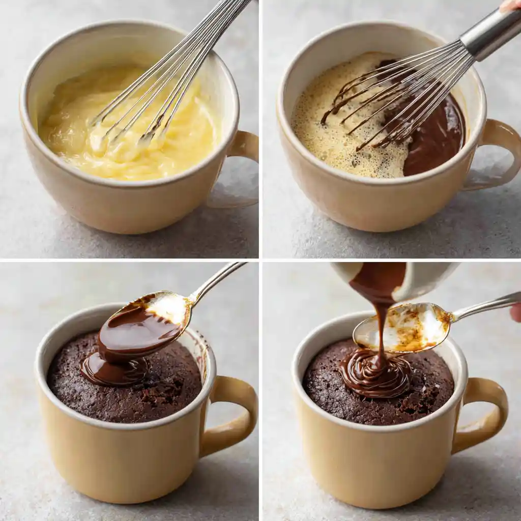 steps to make high protein german chocolate mug cake