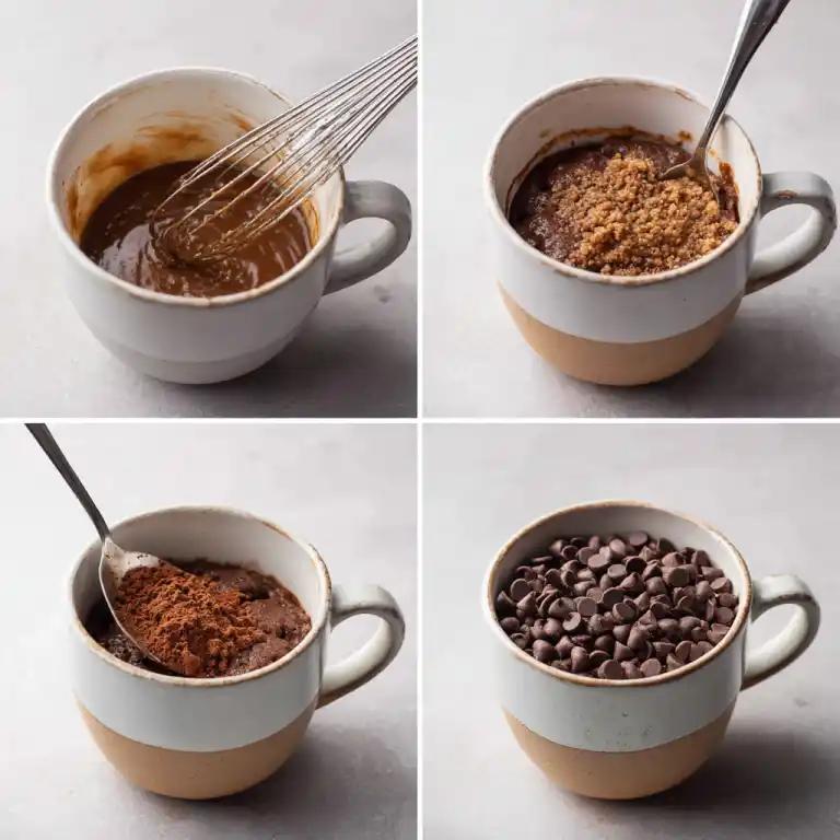 how to make vegan chocolate mug cake steps