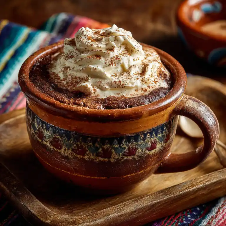 Mexican Hot Chocolate Mug Cake warm dessert in mug