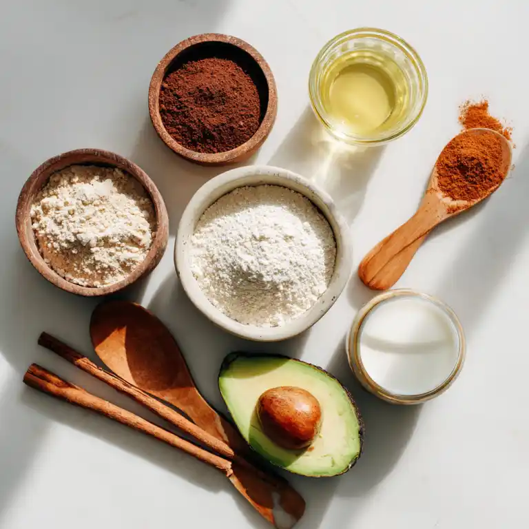 Mexican Hot Chocolate Mug Cake ingredients flat lay