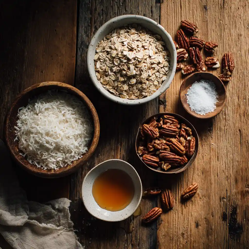 Ingredients for microwave granola in a mug