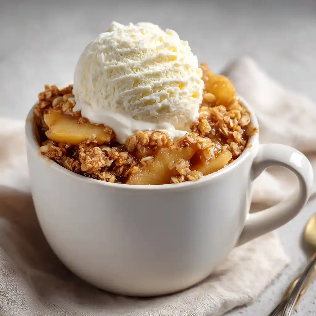 microwave-mug-apple-crisp-with-ice-cream
