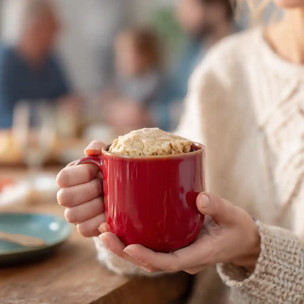 Serving mug blondie recipe with coffee at home