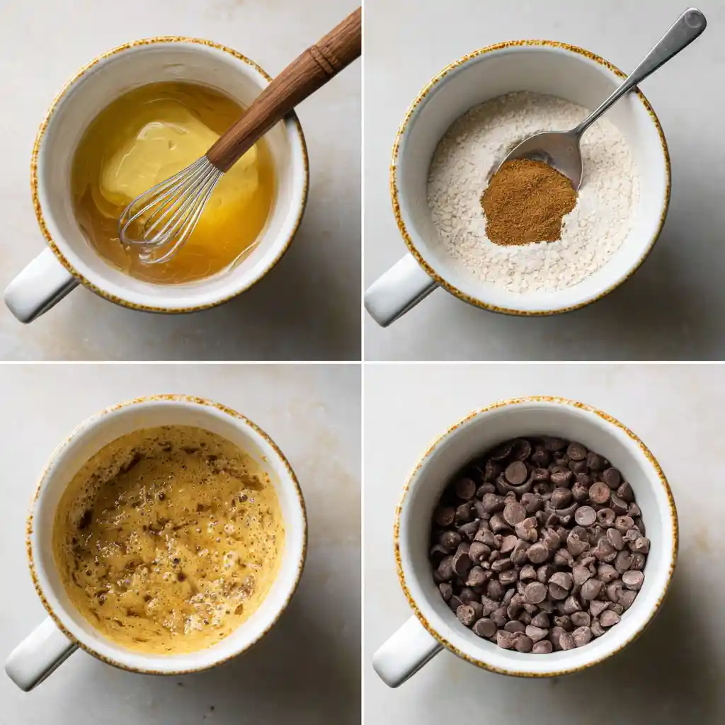 Steps for making mug blondie recipe in microwave