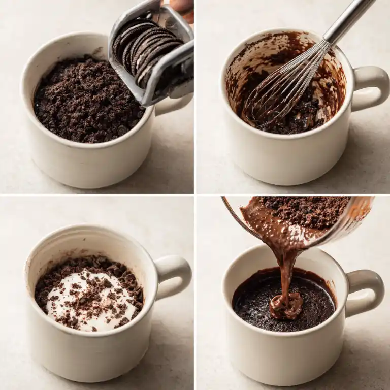 how to make mug cakes Oreo step by step