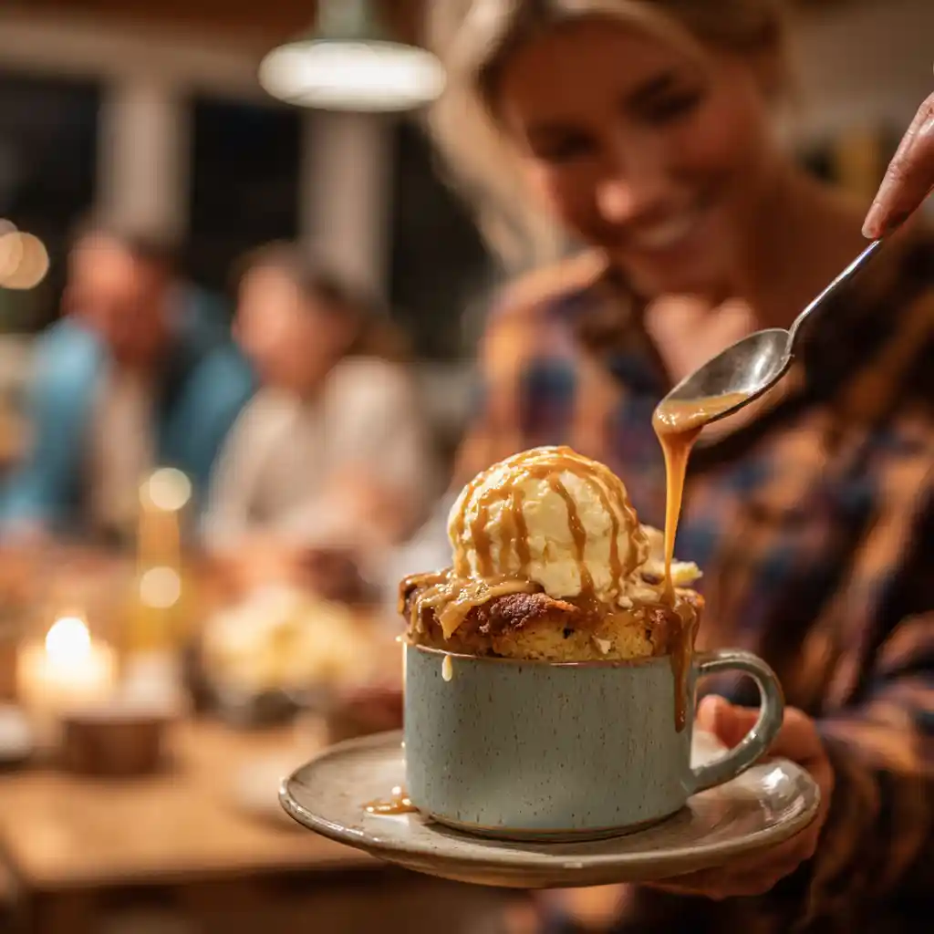 serving mug cake blondie
