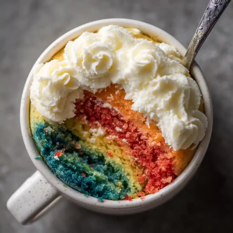 Tasty 1 Minute Microwave Rainbow Mug Cake with frosting