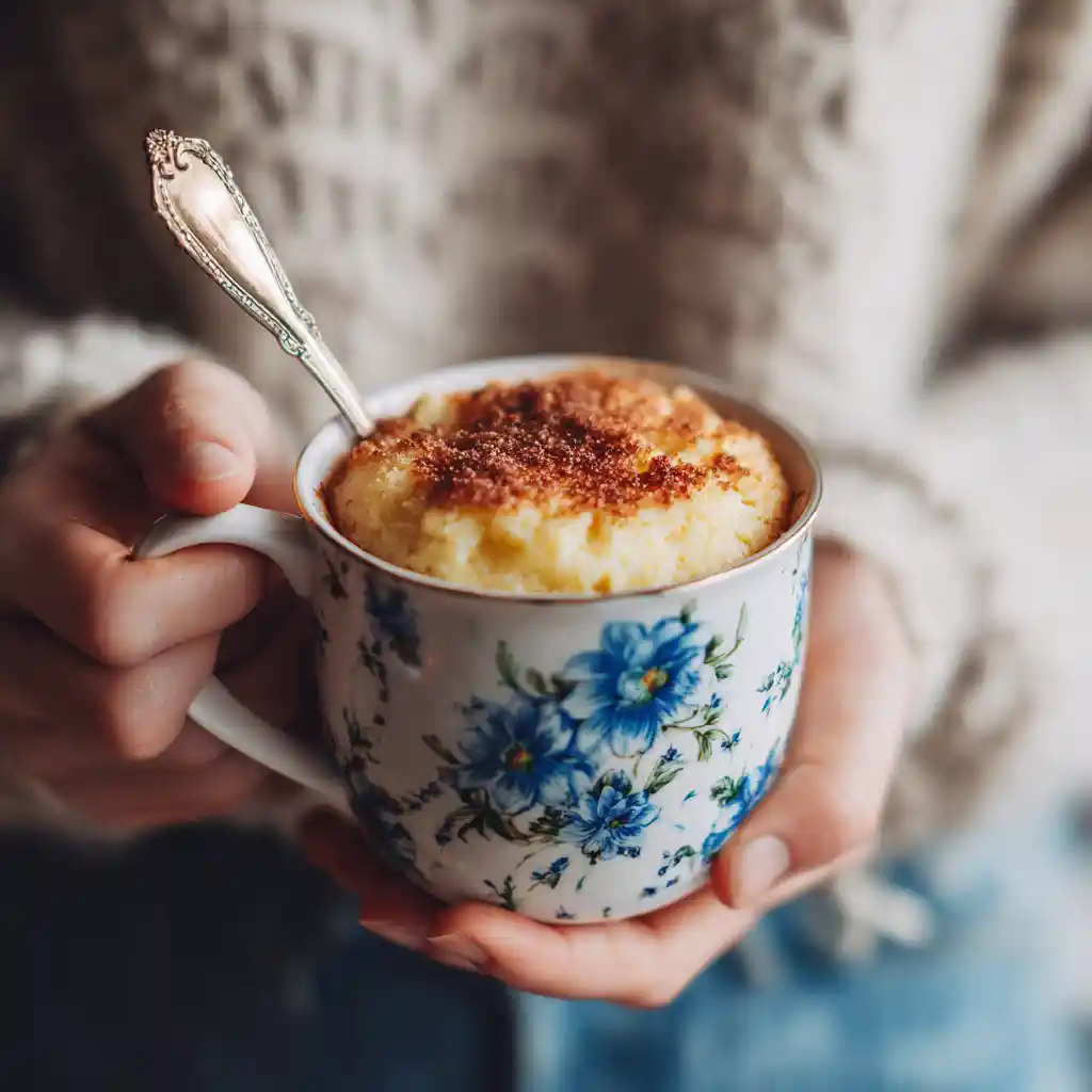 serving boxed cake in a mug