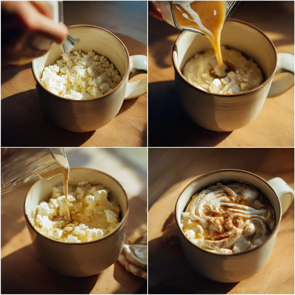 What does cottage cheese do in a cinnamon roll mug cake, cinnamon-roll-mug-cake-step-by-step