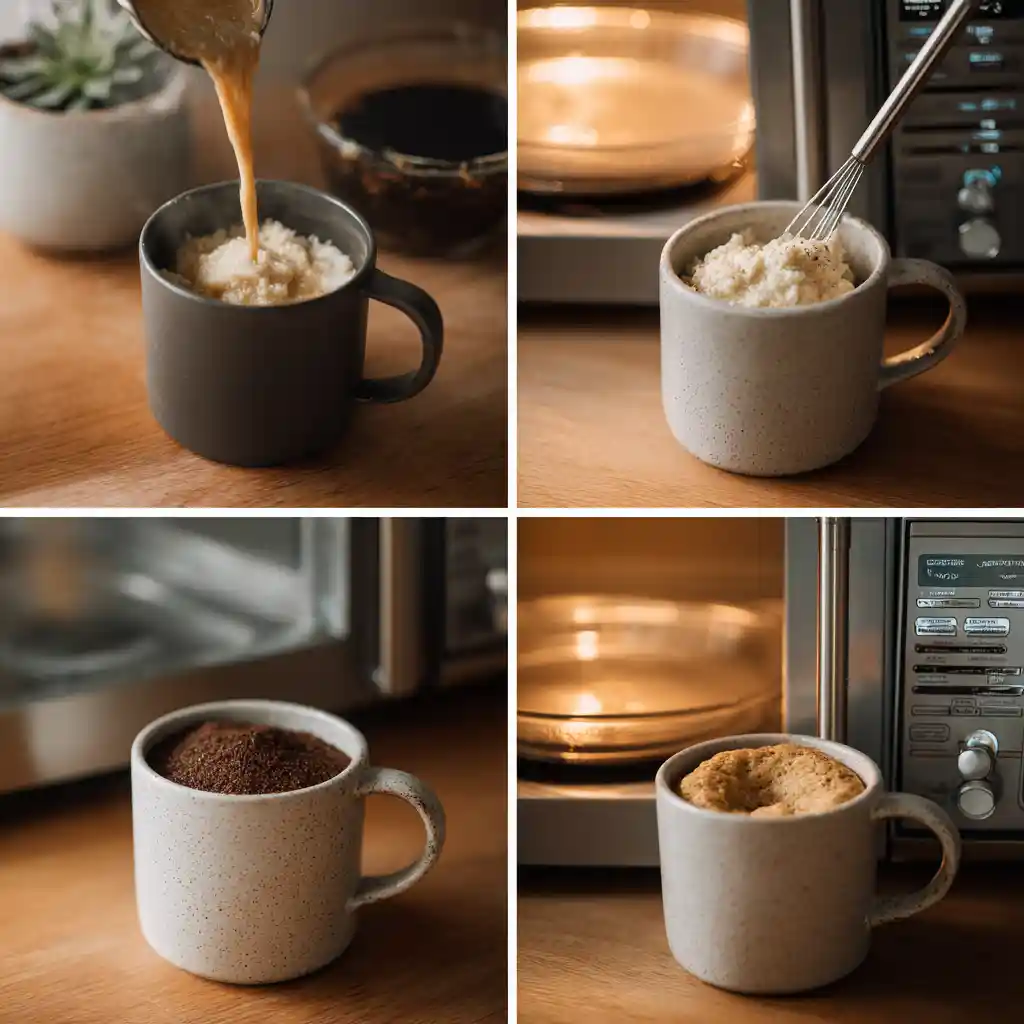 Step-by-step making Coffee Mug Cake with Cake Mix