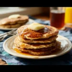 Flourless oat pancakes with maple syrup and butter