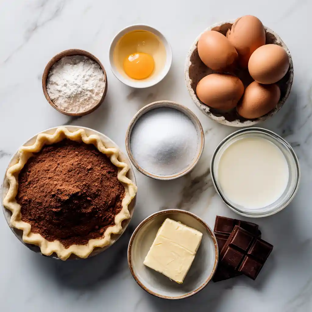 ingredients for recipe for chocolate chess pie