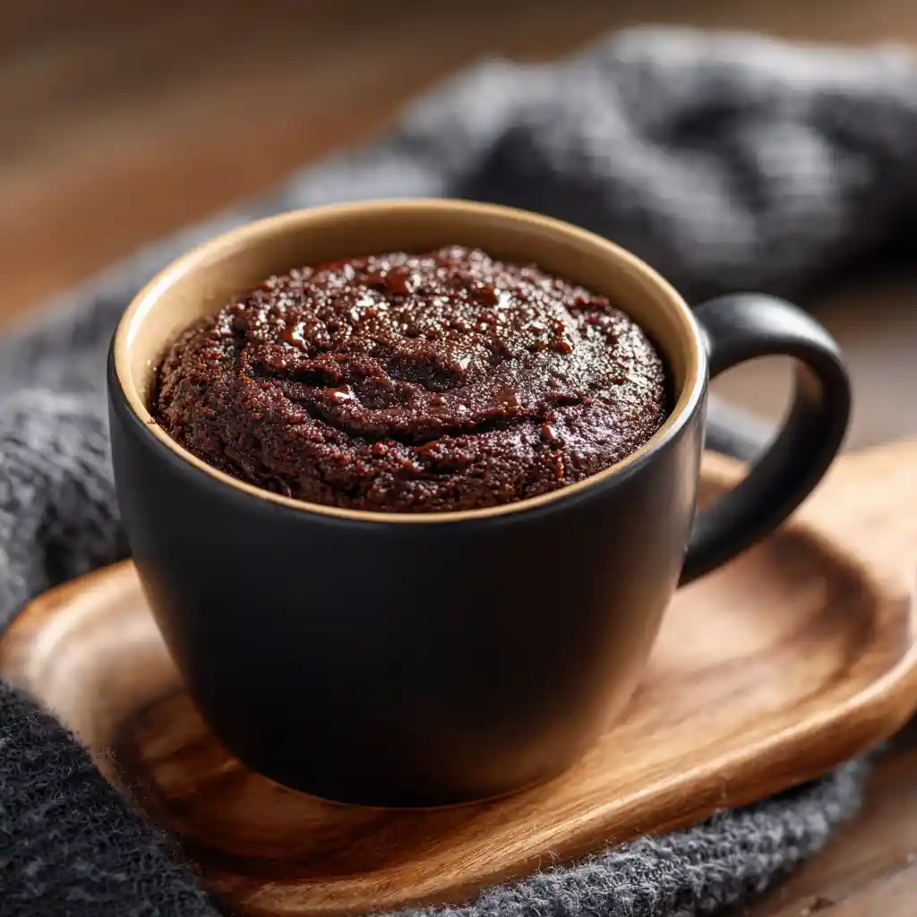Low Calorie Mug Cake in white ceramic mug