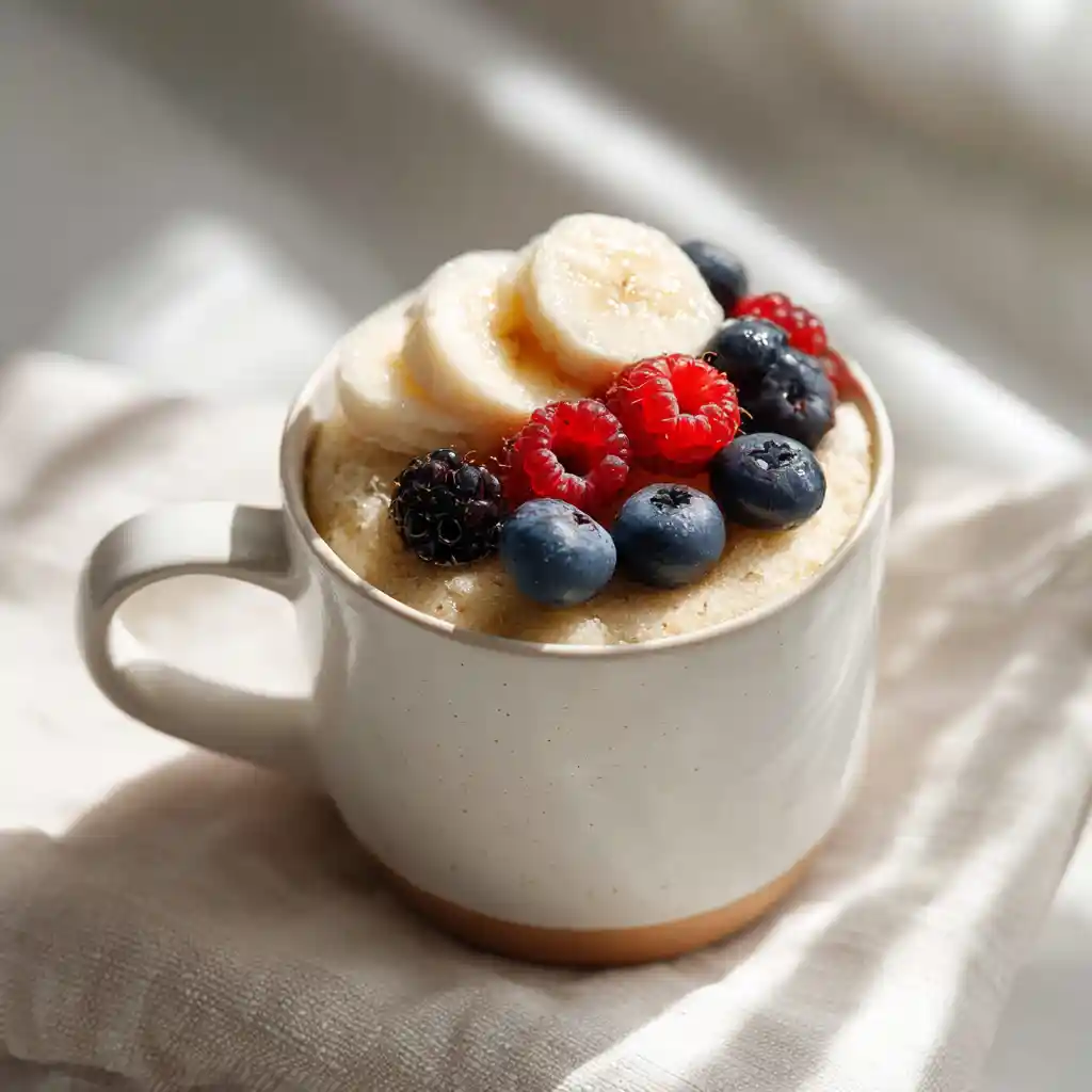 Mug Cake Moins de 100 Calories fluffy fruit dessert in mug