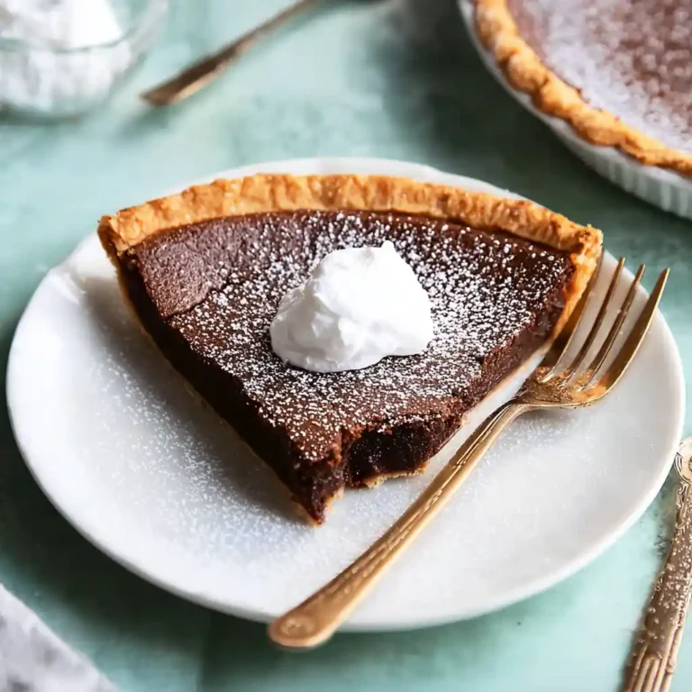 sliced chocolate chess pie for recipe card