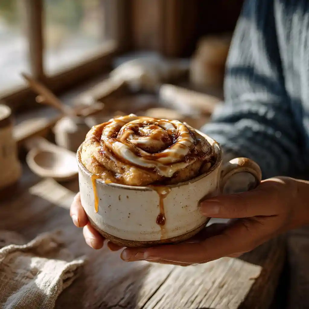 What does cottage cheese do in a cinnamon roll mug cake, serving-cinnamon-roll-mug-cake