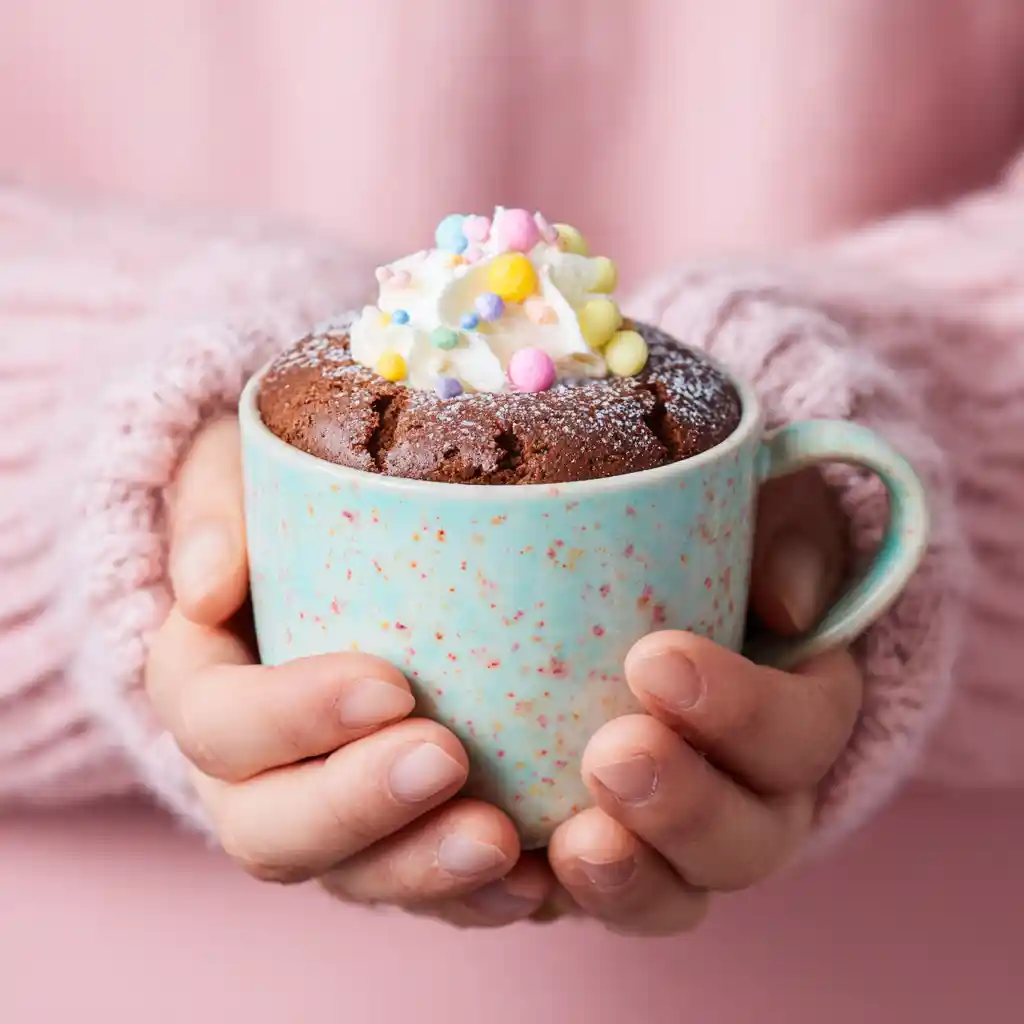 serving leftover easter candy mug cake