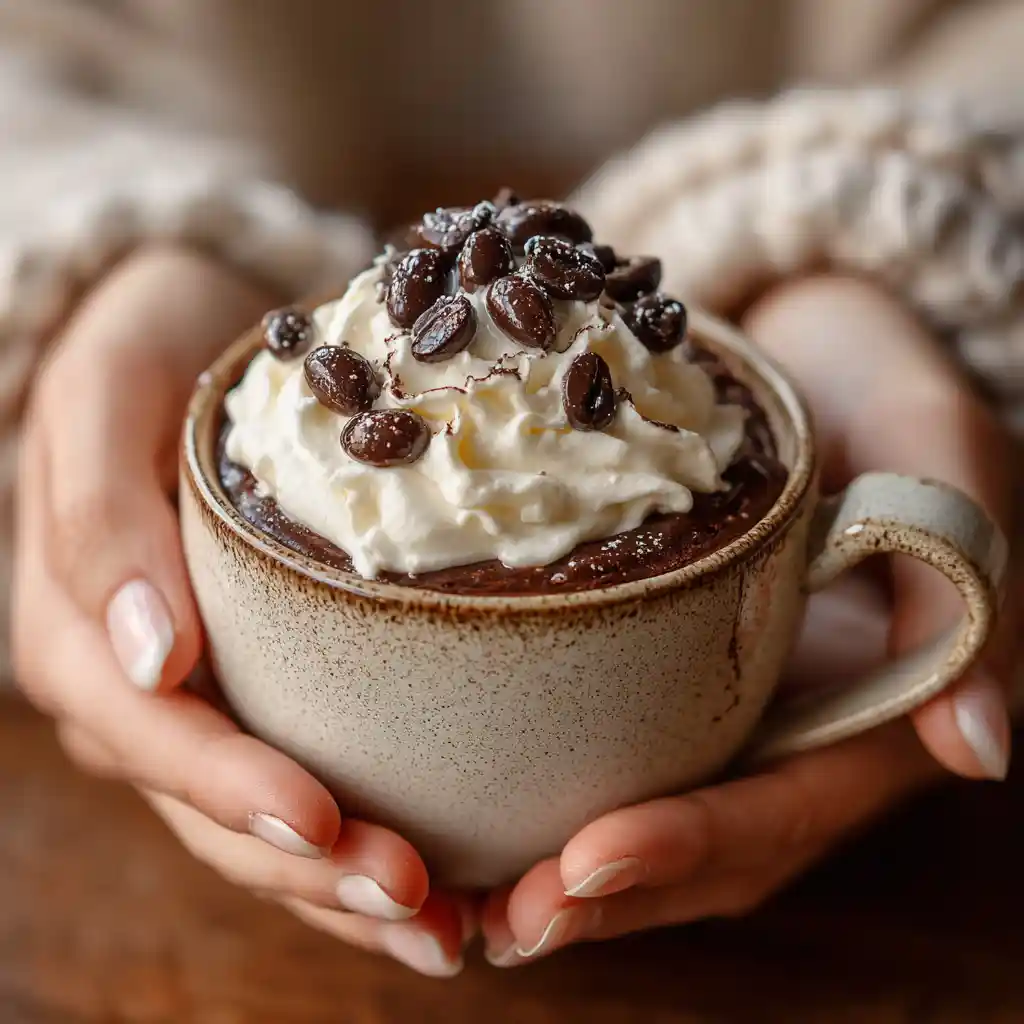 serving mocha mug cake