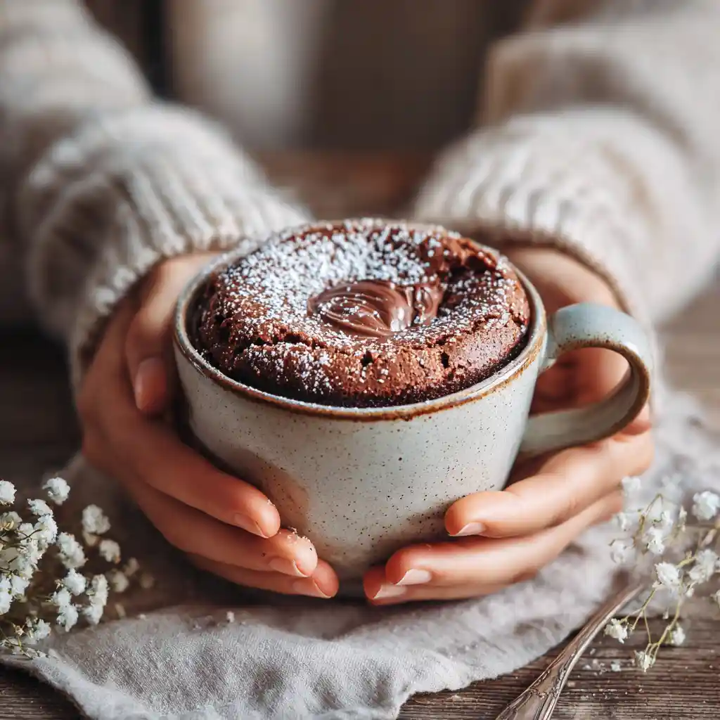 serving nutella mug cake